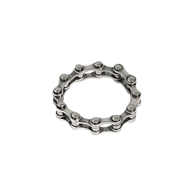 Lovcia Vintage Bicycle Chain Ring 925 Sterling Silver-Rings-Us 9-Us 9
