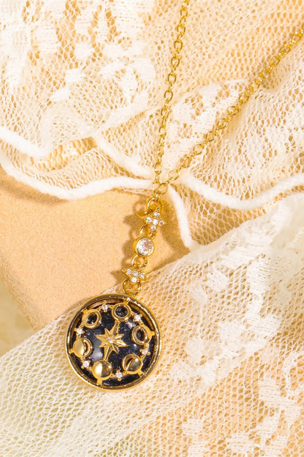 Lovcia Vintage Blue Sandstone Pendant Copper Necklace-Necklaces-Gold-One Size-Gold