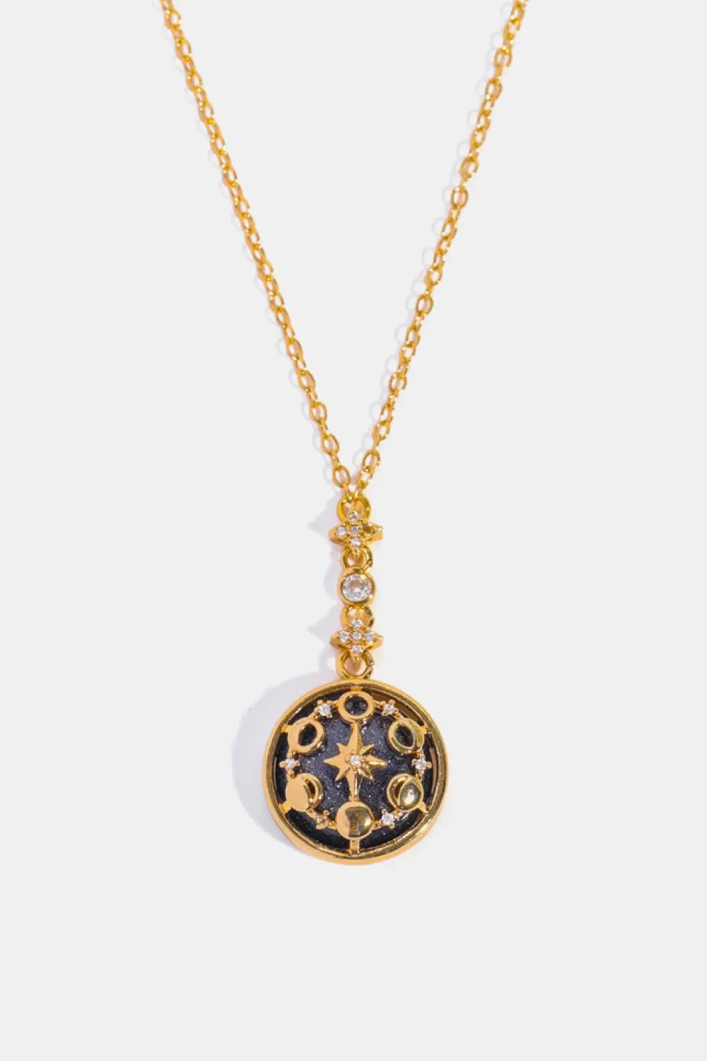 Lovcia Vintage Blue Sandstone Pendant Copper Necklace-Necklaces-Gold-One Size-Gold