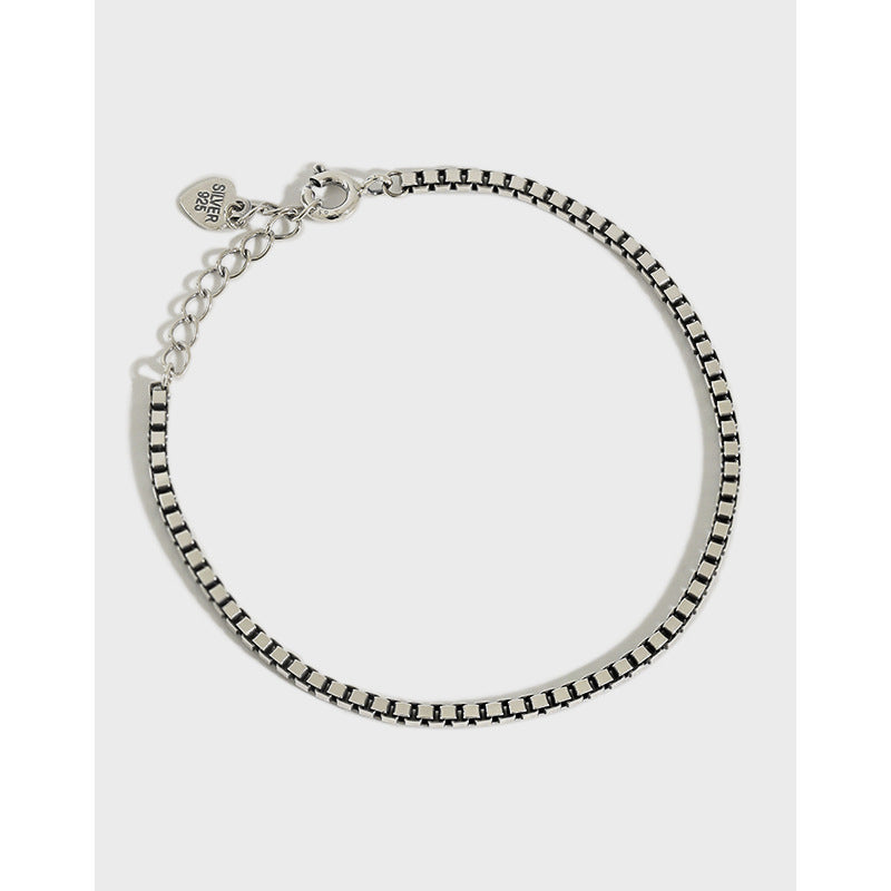Lovcia Vintage Box Chain 925 Sterling Silver Bracelet 155mm-Bracelets-Vintage-Vintage
