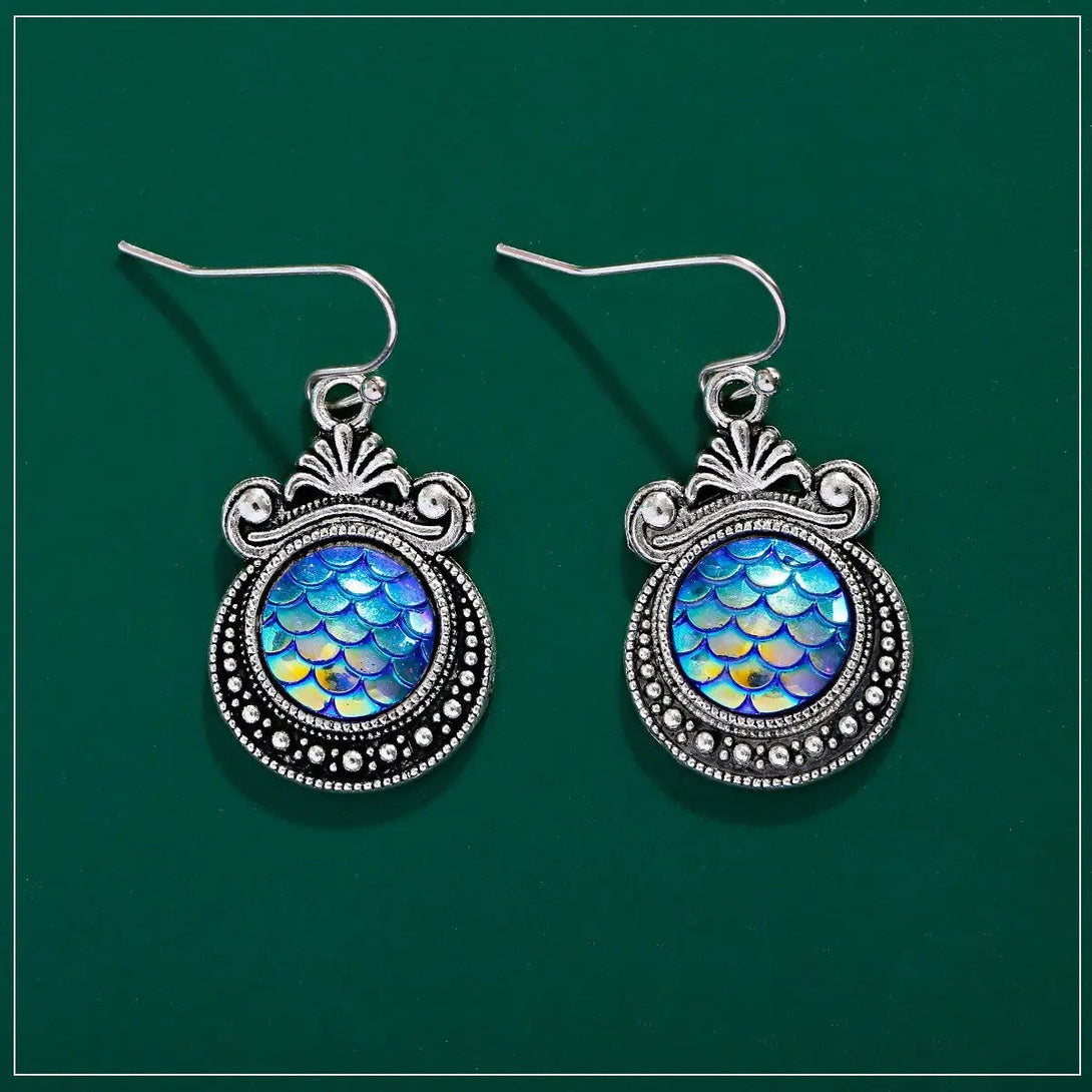 Lovcia Vintage Bronze Alloy Earrings with National Style Design-Earrings-Blue fish scale-Blue fish scale