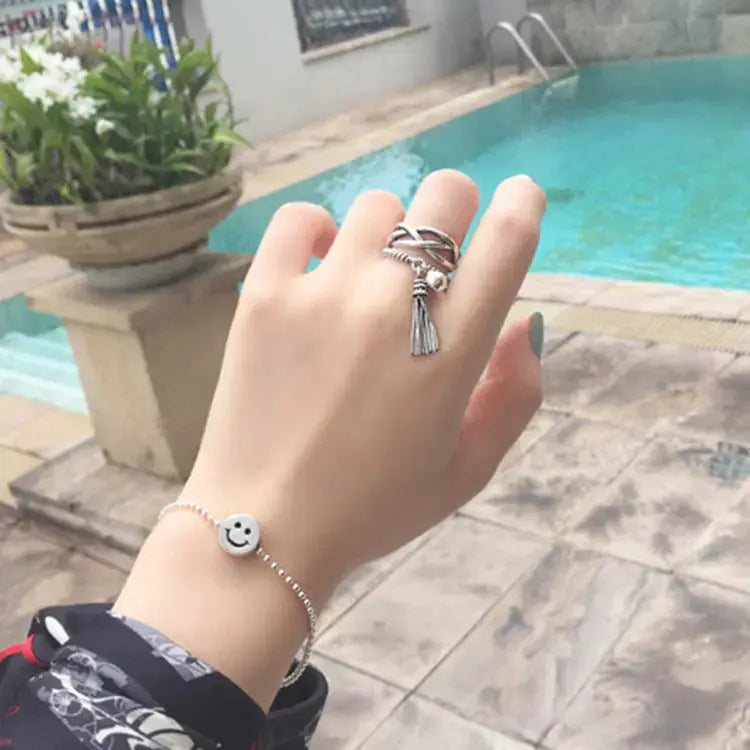 Lovcia Vintage Celtic Knot Bohemia 925 Sterling Silver Adjustable Finger Ring-Rings-