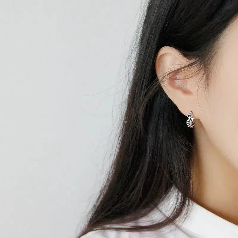 Lovcia Vintage Cool Hollow Chain 925 Sterling Silver Huggie Hoop Earrings-Earrings-Vintage-Vintage
