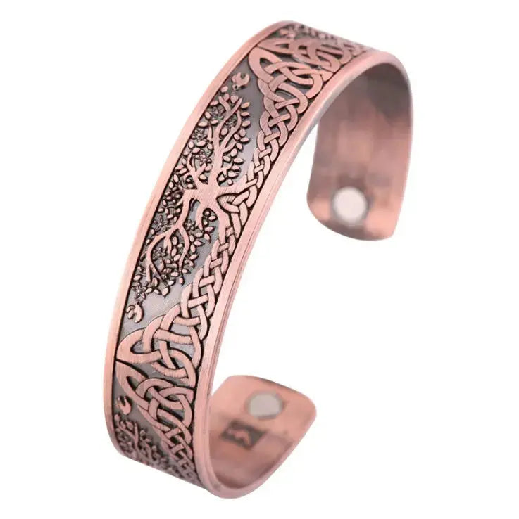 Lovcia Vintage Copper Cuff Bracelet for Men and Women with Celtic Knot & Tree of Life Bracelet Design-Bracelets-Ancient Red Copper-Ancient Red Copper