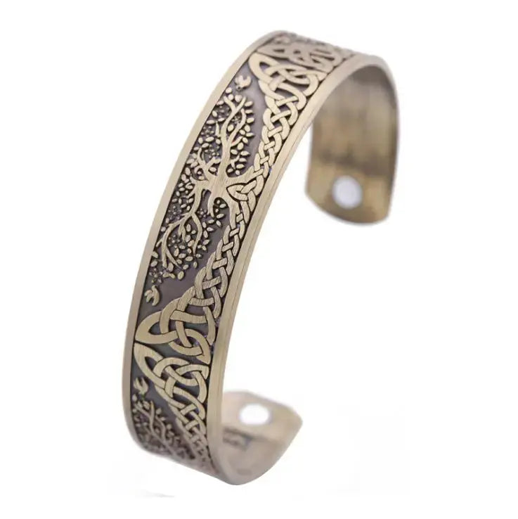 Lovcia Vintage Copper Cuff Bracelet for Men and Women with Celtic Knot & Tree of Life Bracelet Design-Bracelets-Antique Bronze-Antique Bronze