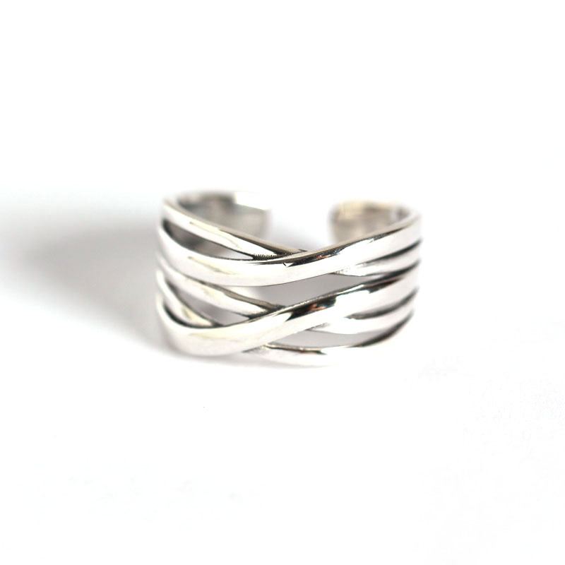 Lovcia Vintage Cross Adjustable 925 Sterling Silver Ring-Rings-