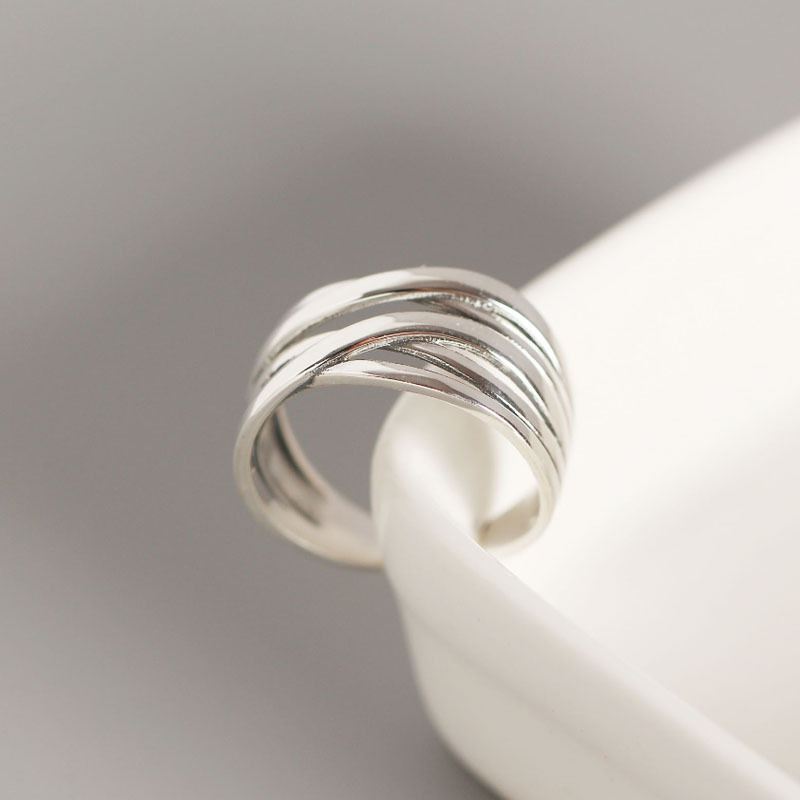 Lovcia Vintage Cross Adjustable 925 Sterling Silver Ring-Rings-