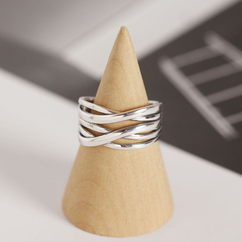 Lovcia Vintage Cross Adjustable 925 Sterling Silver Ring-Rings-