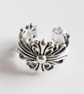 Lovcia Vintage Cross Flower Adjustable Sterling Silver Ring-Rings-Women Ring-