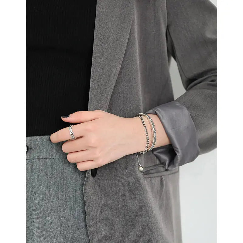 Lovcia Vintage Curb Chain Round Ball 925 Sterling Silver Bracelet-Bracelets-Vintage-Vintage