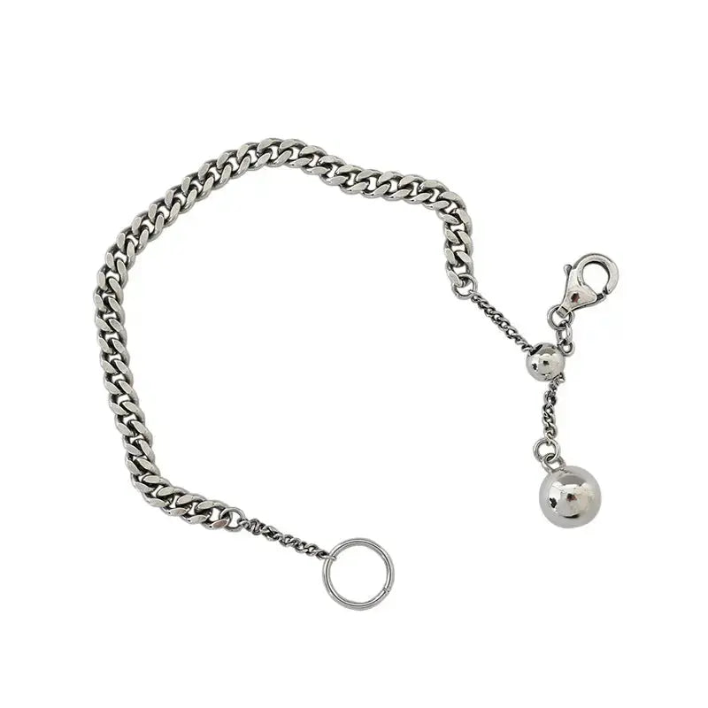 Lovcia Vintage Curb Chain Round Ball 925 Sterling Silver Bracelet-Bracelets-Vintage-Vintage