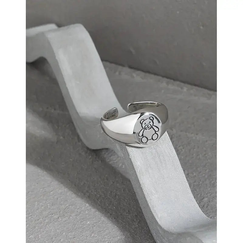 Lovcia Vintage Cute Bear 925 Sterling Silver Adjustable Ring-Rings-Vintage-Vintage