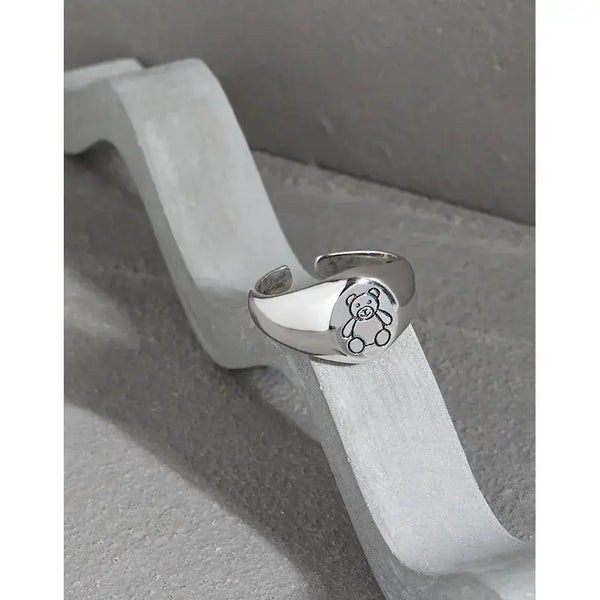 Lovcia Vintage Cute Bear 925 Sterling Silver Adjustable Ring-Rings-Vintage-Vintage