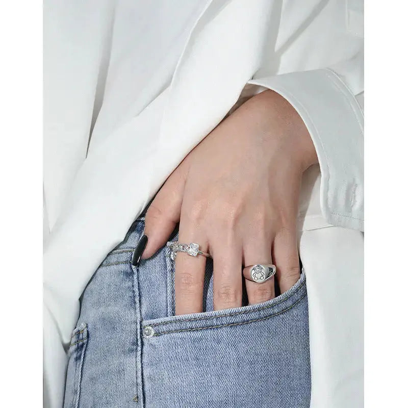 Lovcia Vintage Cute Bear 925 Sterling Silver Adjustable Ring-Rings-Vintage-Vintage
