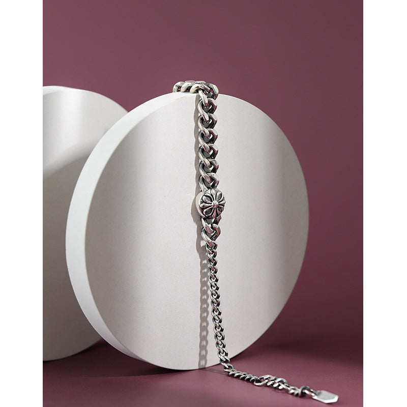 Lovcia Vintage Daisy Flower 925 Sterling Silver Bracelet-Bracelets-Vintage-Vintage