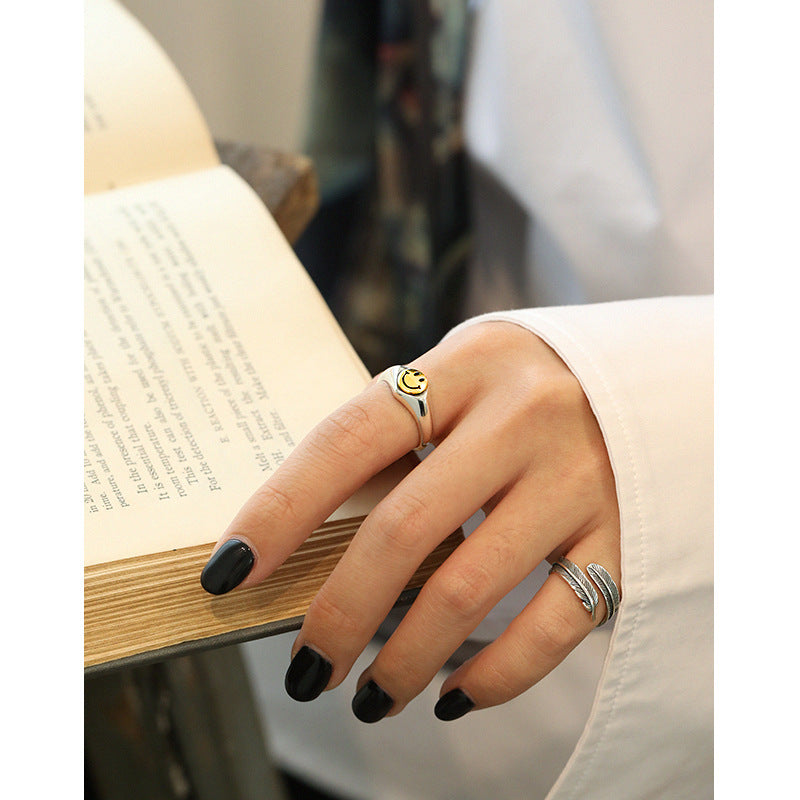 Lovcia Vintage Feather 925 Sterling Silver Adjustable Ring-Rings-Vintage-Vintage