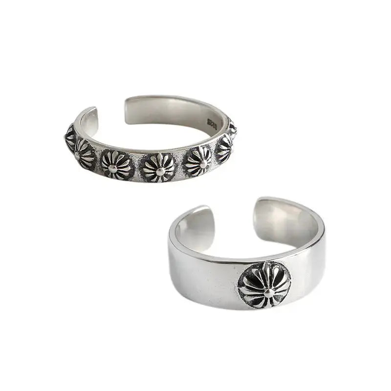 Lovcia Vintage Flowers Women 925 Sterling Silver Adjustable Ring-Rings-#013-#013