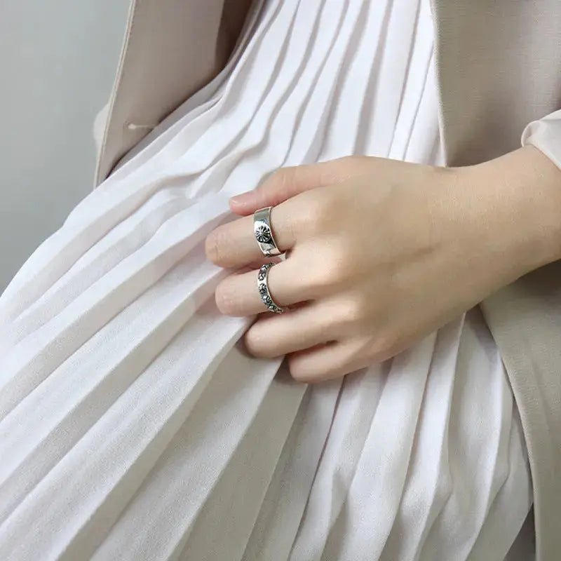 Lovcia Vintage Flowers Women 925 Sterling Silver Adjustable Ring-Rings-#013-#013