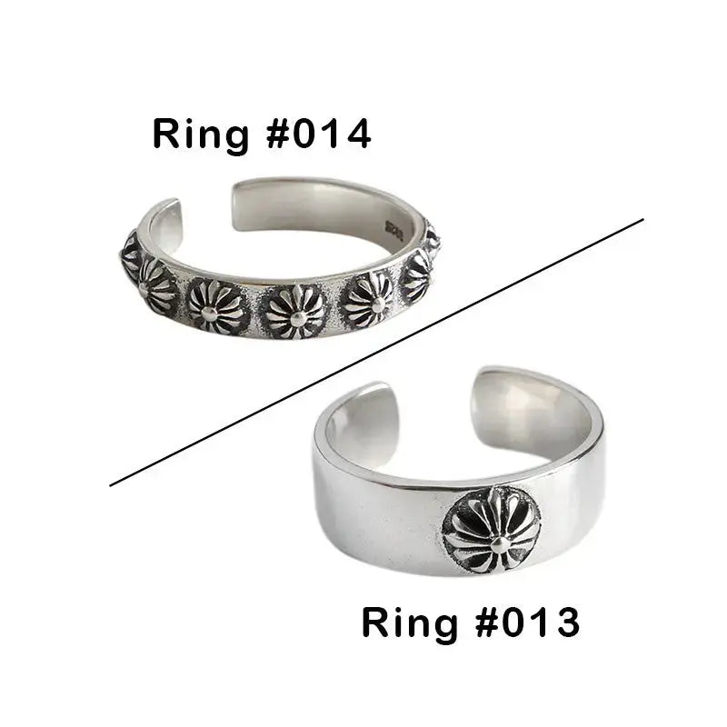 Lovcia Vintage Flowers Women 925 Sterling Silver Adjustable Ring-Rings-#013-#013