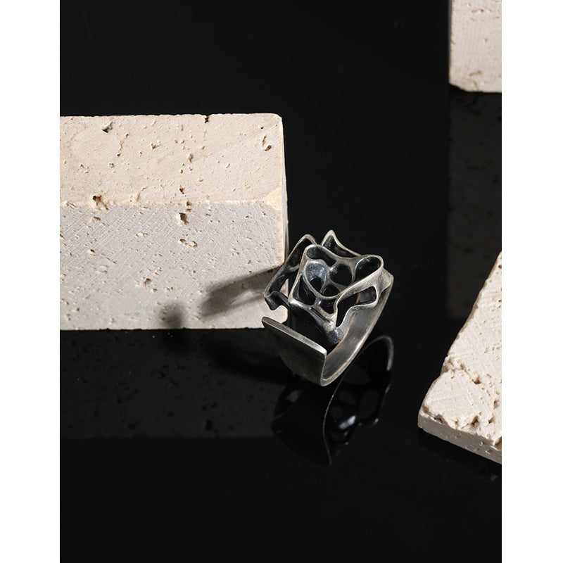 Lovcia Vintage Geometry Adjustable Ring Sterling Silver-Rings-Vintage-Vintage