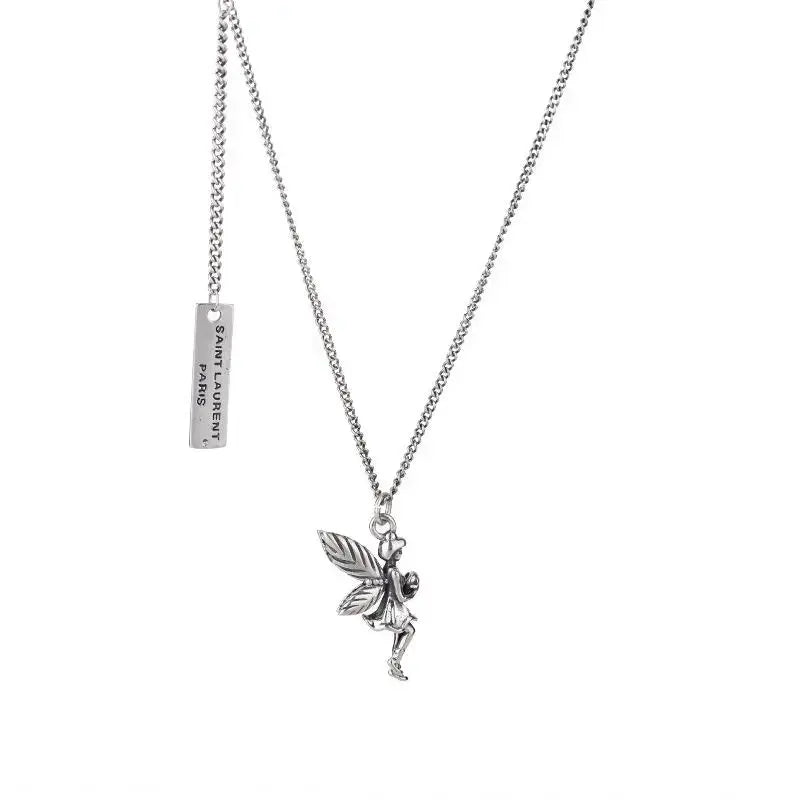 Lovcia Vintage Guardian Angel 925 Sterling Silver Necklace-Necklaces-