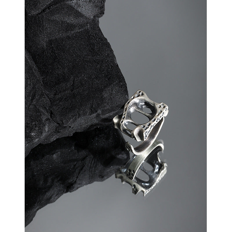 Lovcia Vintage Hollow Bones 925 Silver Adjustable Ring-Rings-Vintage-Vintage