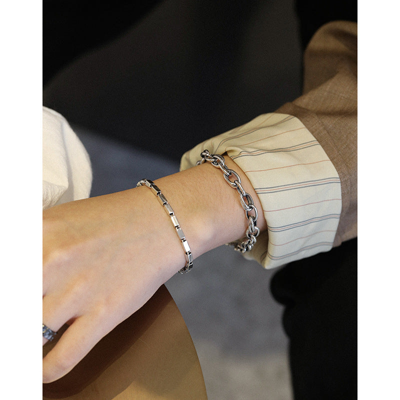 Lovcia Vintage Hollow Chain Men's 925 Silver Bracelet 170mm-Bracelets-Vintage-Vintage