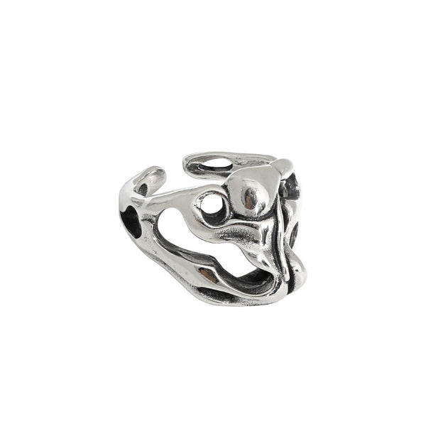 Lovcia Vintage Hollow Skull Ring 925 Silver Adjustable-Rings-Vintage-