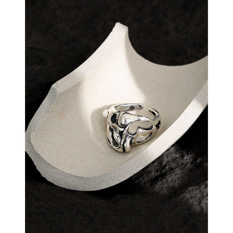 Lovcia Vintage Hollow Skull Ring 925 Silver Adjustable-Rings-Vintage-Vintage