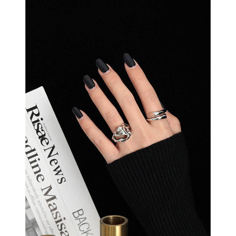 Lovcia Vintage Hollow Skull Ring 925 Silver Adjustable-Rings-Vintage-Vintage