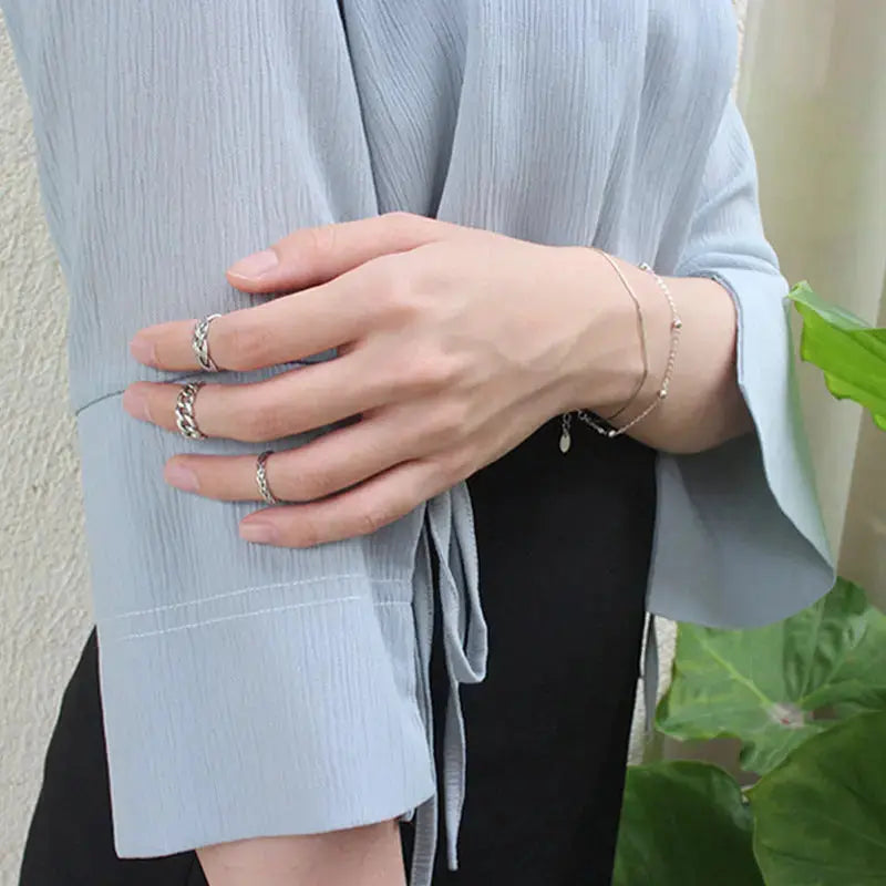 Lovcia Vintage Knot Twisted Flowers 925 Sterling Silver Adjustable Tail Joint Ring-Rings-A- Single Knot Ring-A- Single Knot Ring