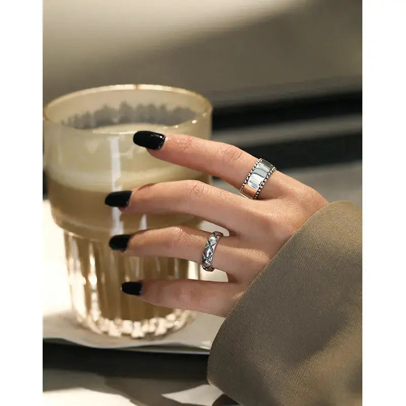 Lovcia Vintage Letter X Pattern 925 Sterling Silver Adjustable Ring-Rings-Vintage-Vintage