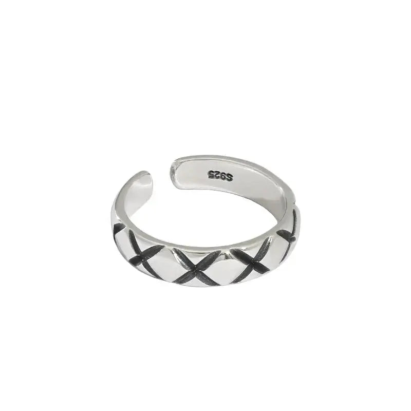 Lovcia Vintage Letter X Pattern 925 Sterling Silver Adjustable Ring-Rings-Vintage-Vintage
