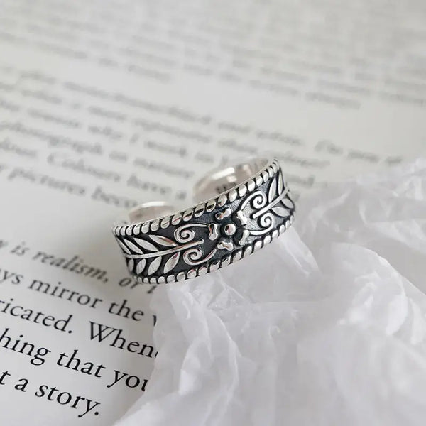 Lovcia Vintage Olive Leaves New 925 Sterling Silver Adjustable Ring-Rings-Vintage-Vintage