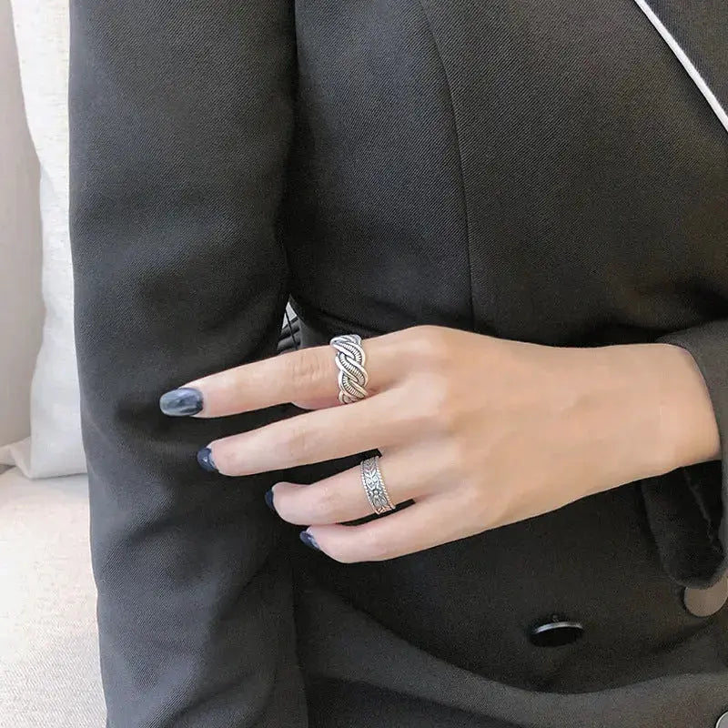 Lovcia Vintage Olive Leaves New 925 Sterling Silver Adjustable Ring-Rings-Vintage-Vintage