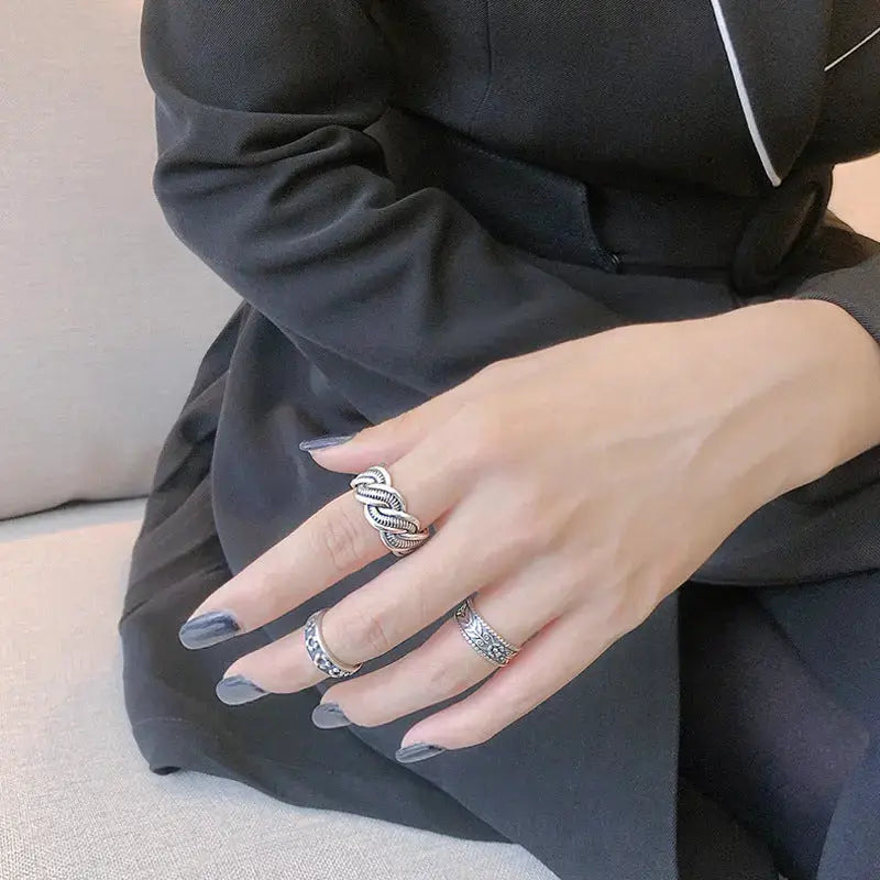 Lovcia Vintage Olive Leaves New 925 Sterling Silver Adjustable Ring-Rings-Vintage-Vintage