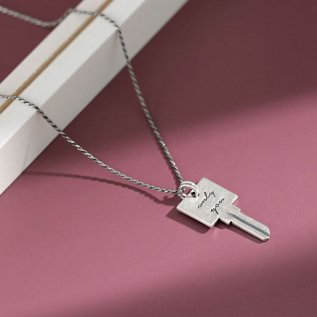 Lovcia Vintage Only You Key 925 Sterling Silver Necklace-Necklaces-