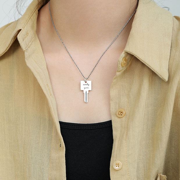 Lovcia Vintage Only You Key 925 Sterling Silver Necklace-Necklaces-
