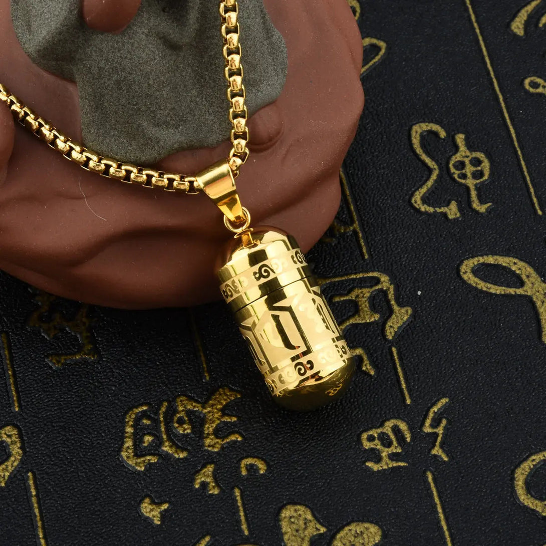 Lovcia Vintage Retro Style Capsule Pendant Necklace for Women-Necklaces-Gold-Gold