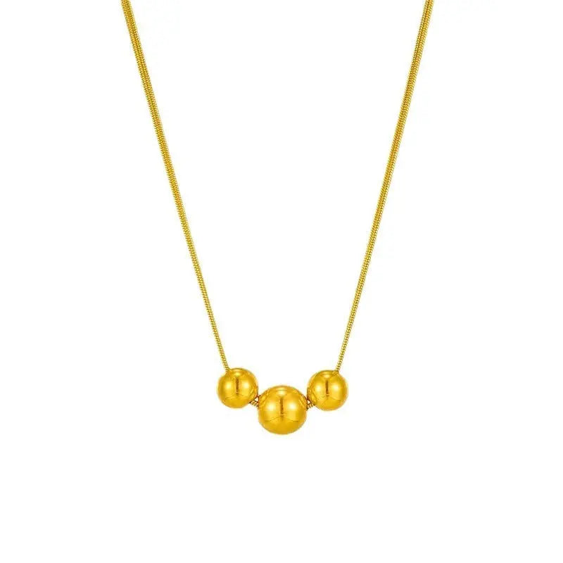 Lovcia Vintage Style Metal Ball 18K Gold Plated Titanium Steel Necklace for Women-Necklaces-Gold-Gold