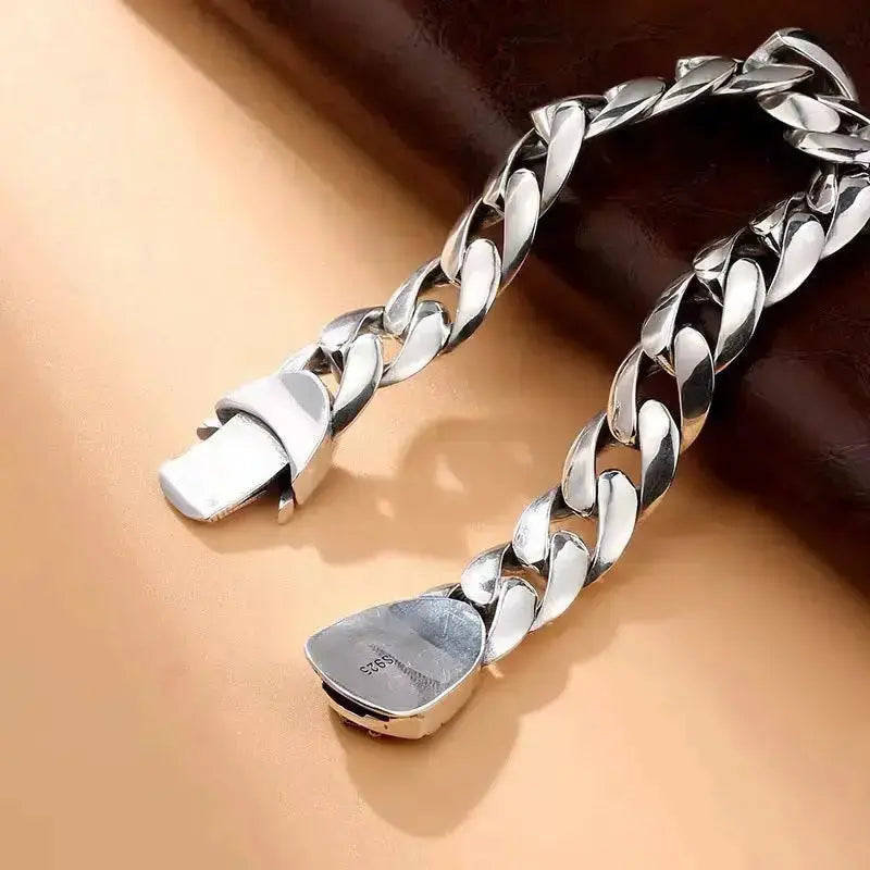 Lovcia Vintage Style Sterling Silver Cross Bracelet for Men-Bracelets-Silver-19 cm-Silver
