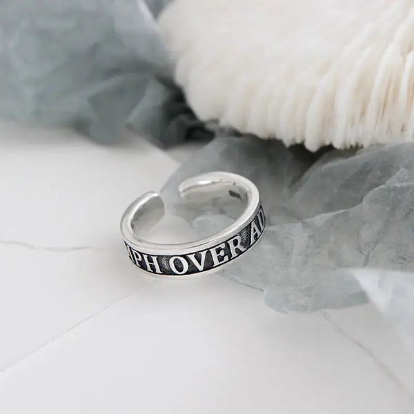 Lovcia Vintage TRIUMPH OVER ADVERSITY Letters 925 Sterling Silver Adjustable Ring-Rings-Vintage-Vintage