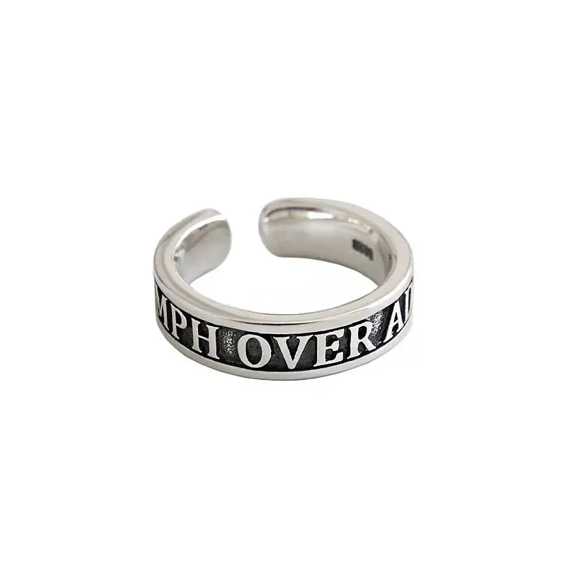 Lovcia Vintage TRIUMPH OVER ADVERSITY Letters 925 Sterling Silver Adjustable Ring-Rings-Vintage-Vintage