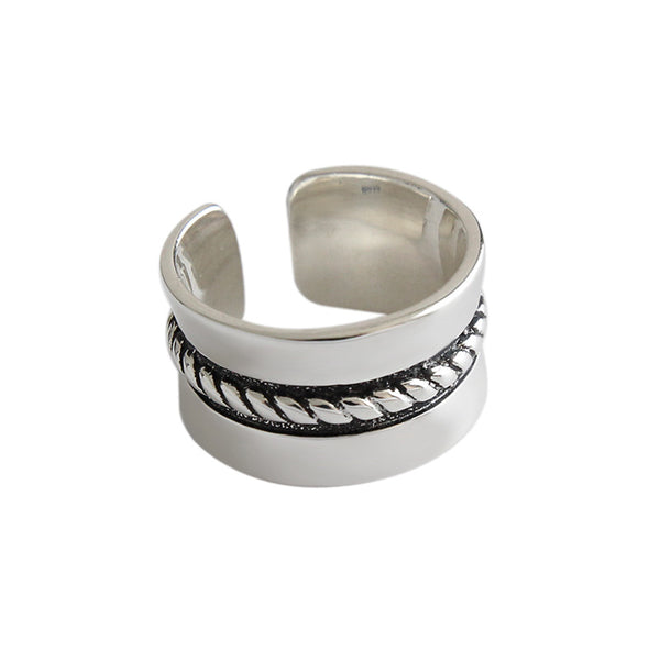 Lovcia Vintage Twisted 925 Silver Adjustable Ring For Men-Rings-Vintage-