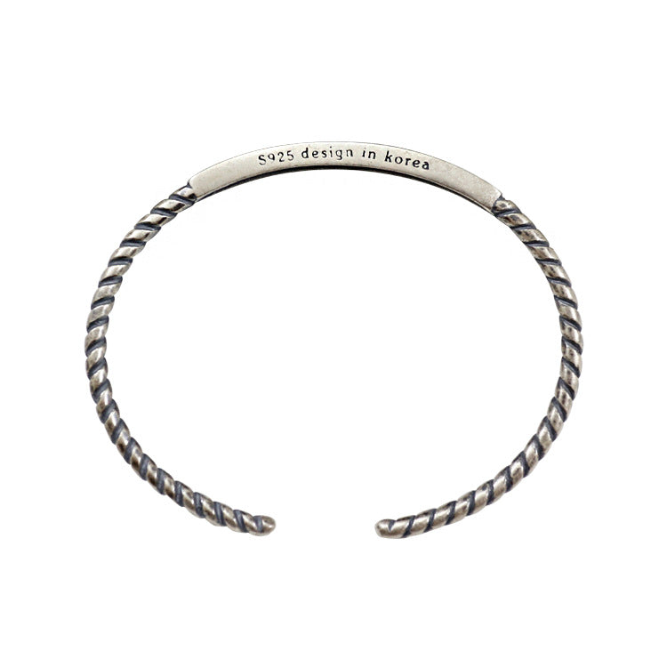 Lovcia Vintage Twisted 925 Sterling Silver Open Bangle-Bracelets-Vintage-