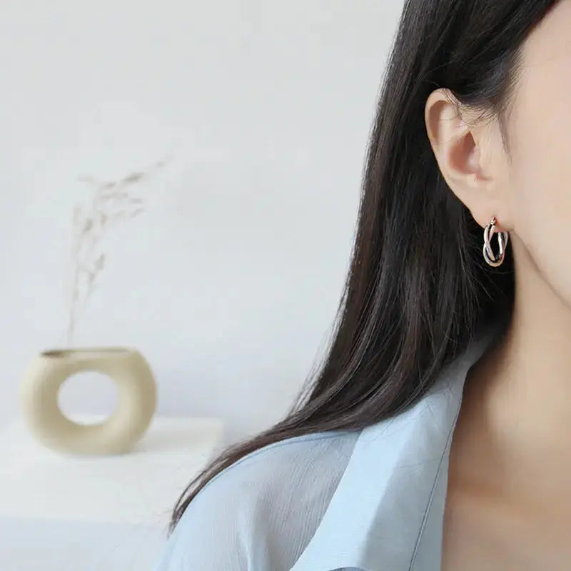 Lovcia Vintage Twisted Cross Circle 925 Sterling Silver Hoop Earrings-Earrings-Vintage-Vintage