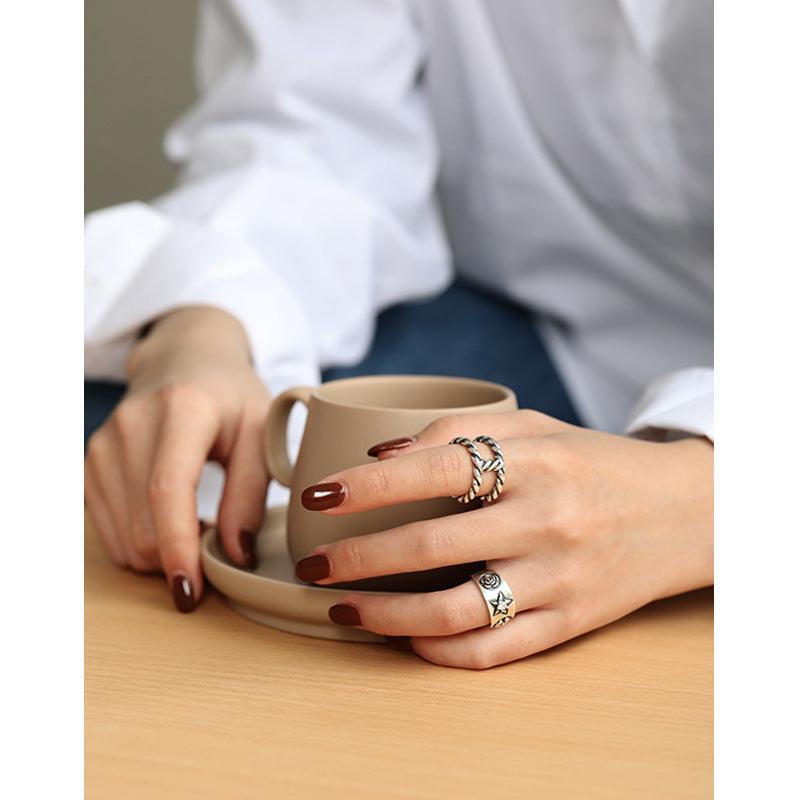 Lovcia Vintage Twisted Double Layers Silver Ring Adjustable-Rings-Vintage-Vintage