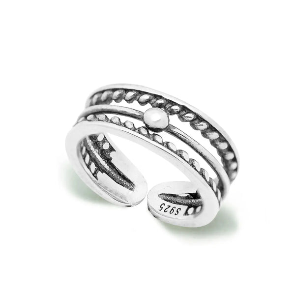 LOVCIA Vintage Twisted Flower Bohemia 925 Sterling Silver Adjustable Finger Toe Ring