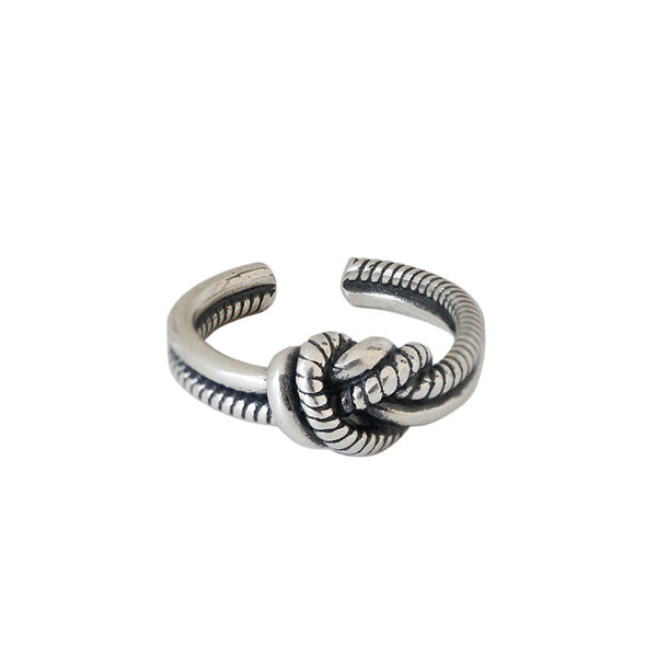 Lovcia Vintage Twisted Knot Adjustable Sterling Silver Ring-Rings-Vintage-