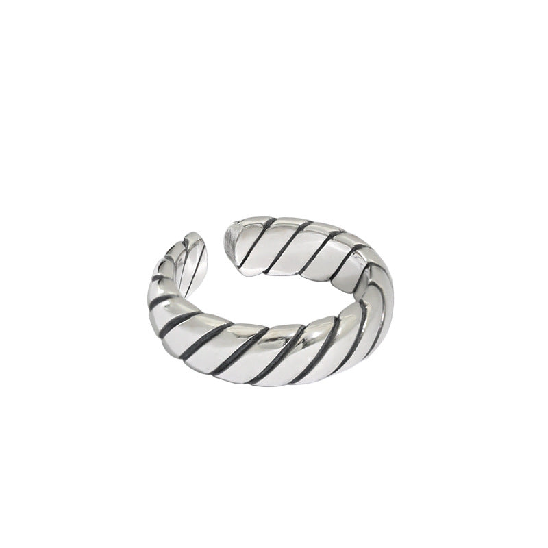 Lovcia Vintage Twisted Sterling Silver Adjustable Ring-Rings-Vintage-